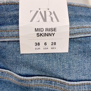 ZARA Women’s Skinny Ankle Zipper Blue Jeans size 6